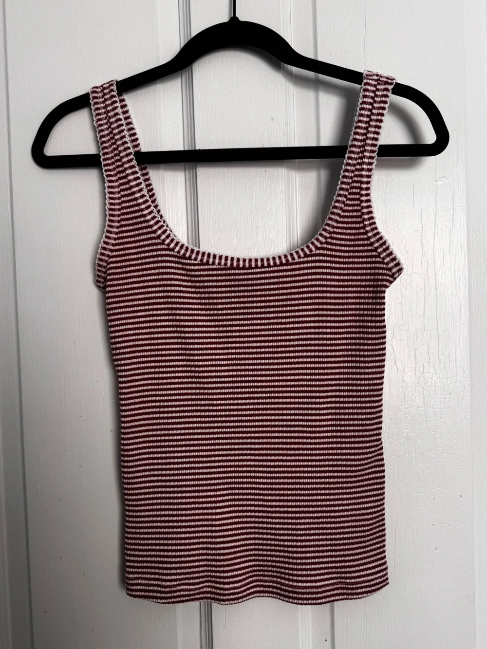 Universal Thread Coral & White Striped Scoop Neck Tank